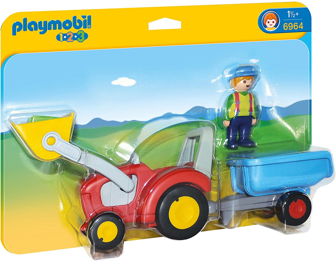 Playmobil 6964 1.2.3 Granjero con tractor y remolque