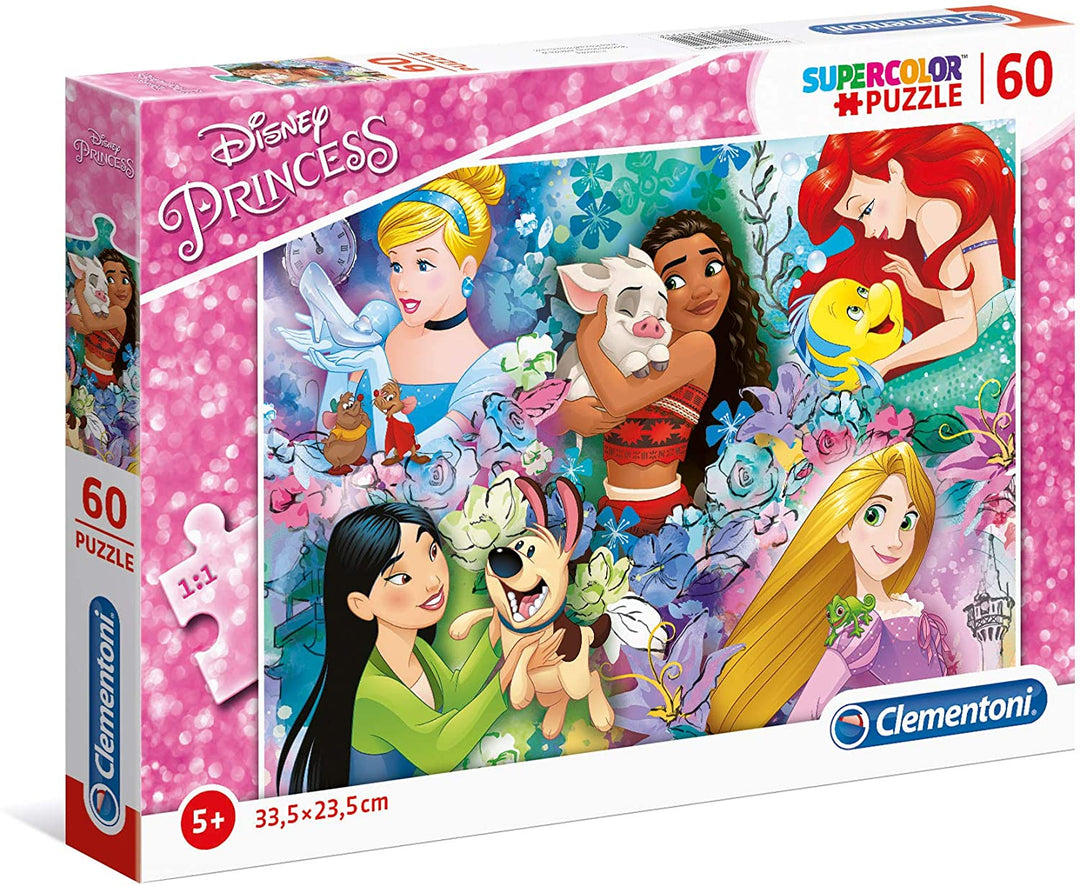 Clementoni – 26995 – Supercolor Puzzle – Disney Princess – 60 Teile – Hergestellt in Italien – Puzzle für Kinder ab 5 Jahren