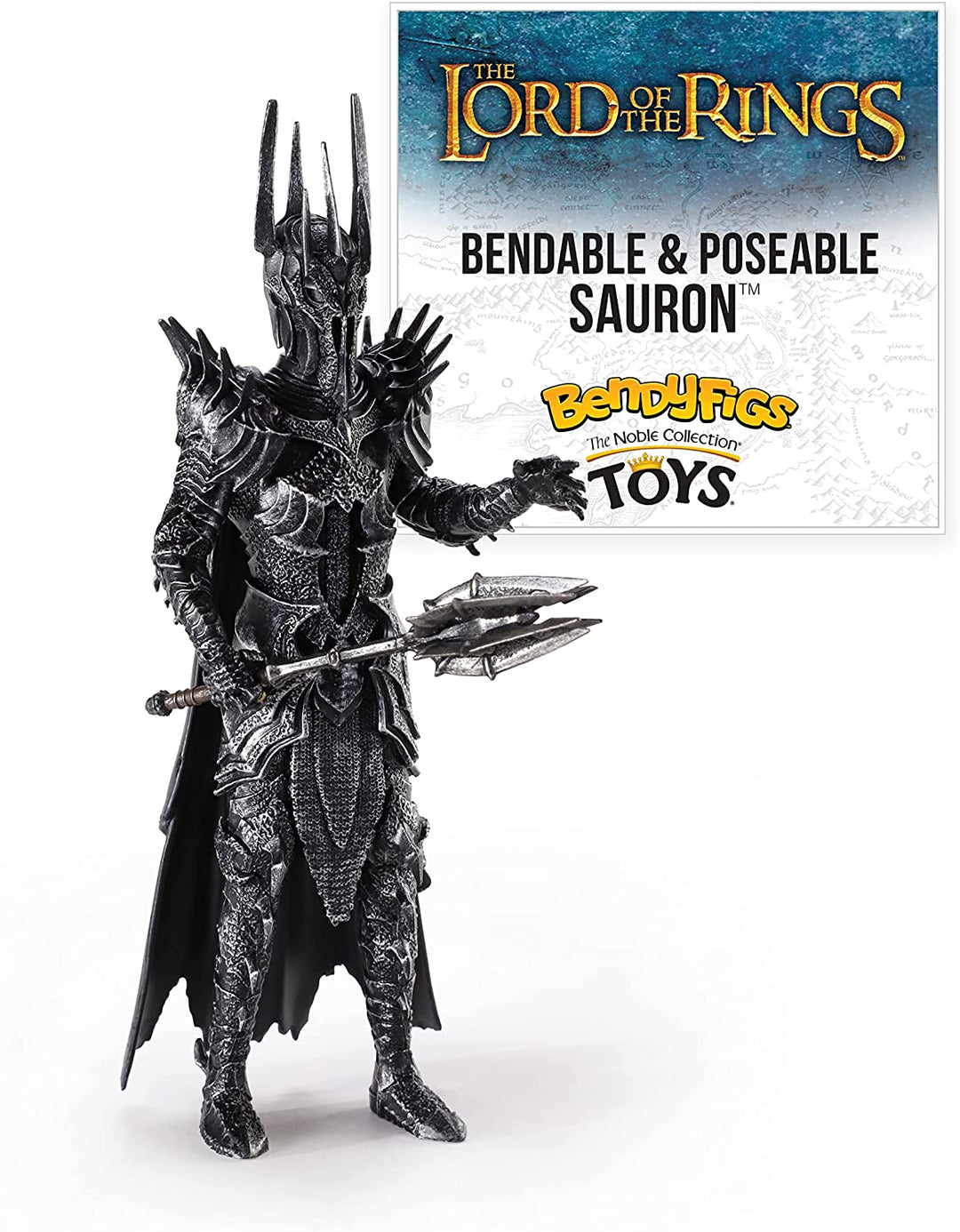 The Noble Collection LoTR Bendyfigs Sauron – Offiziell lizenzierte 19 cm (7,5 Zoll) große, biegsame, bewegliche Puppenfiguren zum Sammeln mit Ständer