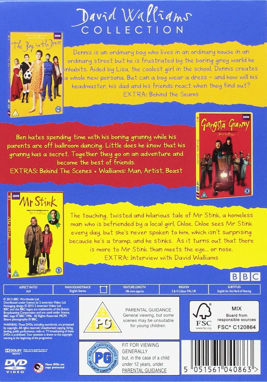 David Walliams Collection: The Boy in the Dress / Gangsta Granny / Mr Stink [DVD