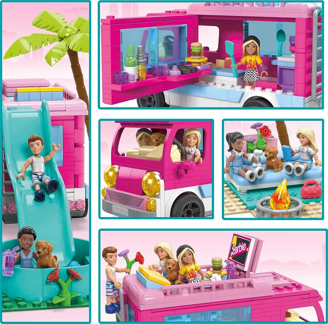 MEGA Barbie, Dream Camper Adventure, Bauspielzeug für Mädchen und Jungen ab 6 Jahren
