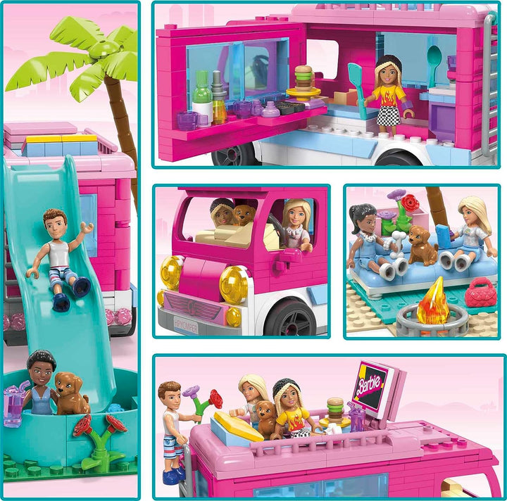 MEGA Barbie, Dream Camper Adventure, Bauspielzeug für Mädchen und Jungen ab 6 Jahren