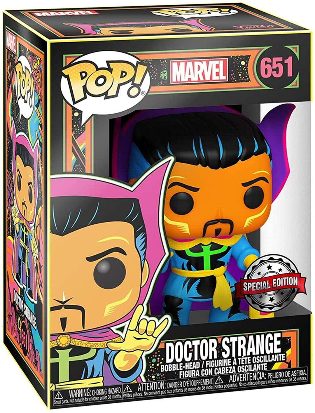 Marvel Black Light Dr. Strange Exklusiv Funko 48848 Pop! Vinyl #651