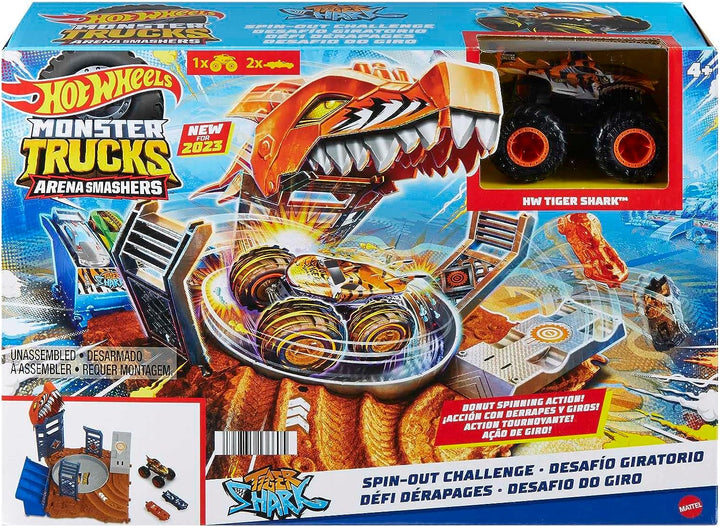 ?Hot Wheels Monster Trucks Arena Smashers Tiger Shark Spin-Out Challenge mit einem