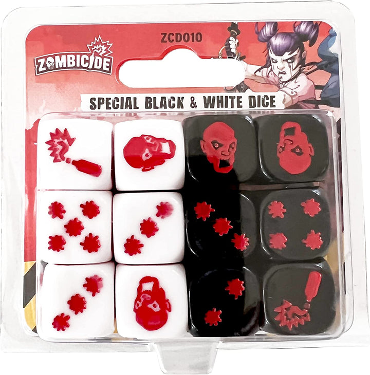 Zombicide 2. Edition Spezial-Schwarz-Weiß-Würfel | Strategie-Brettspiel