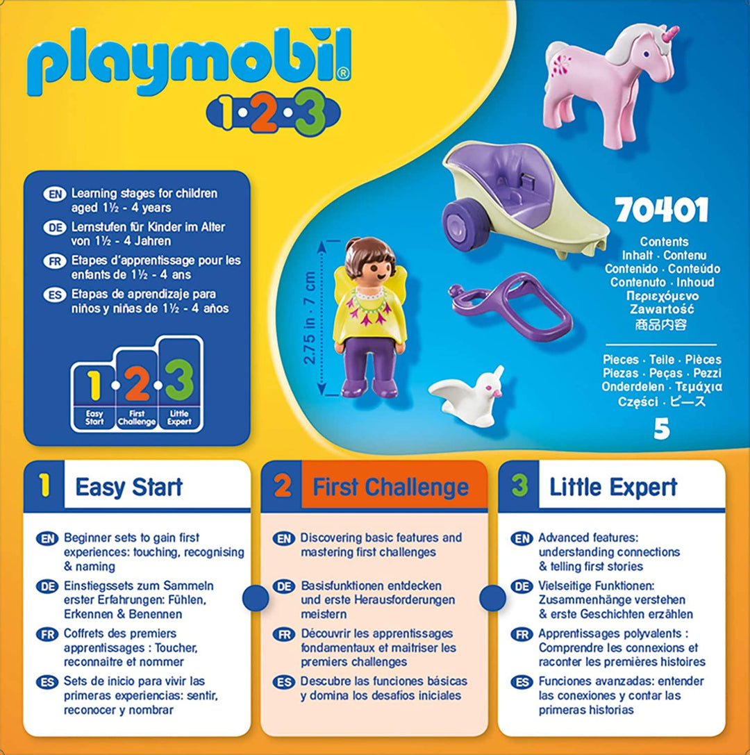Playmobil 1.2.3 70401 Carrozza unicorno con fata per bambini da 1,5 a 4