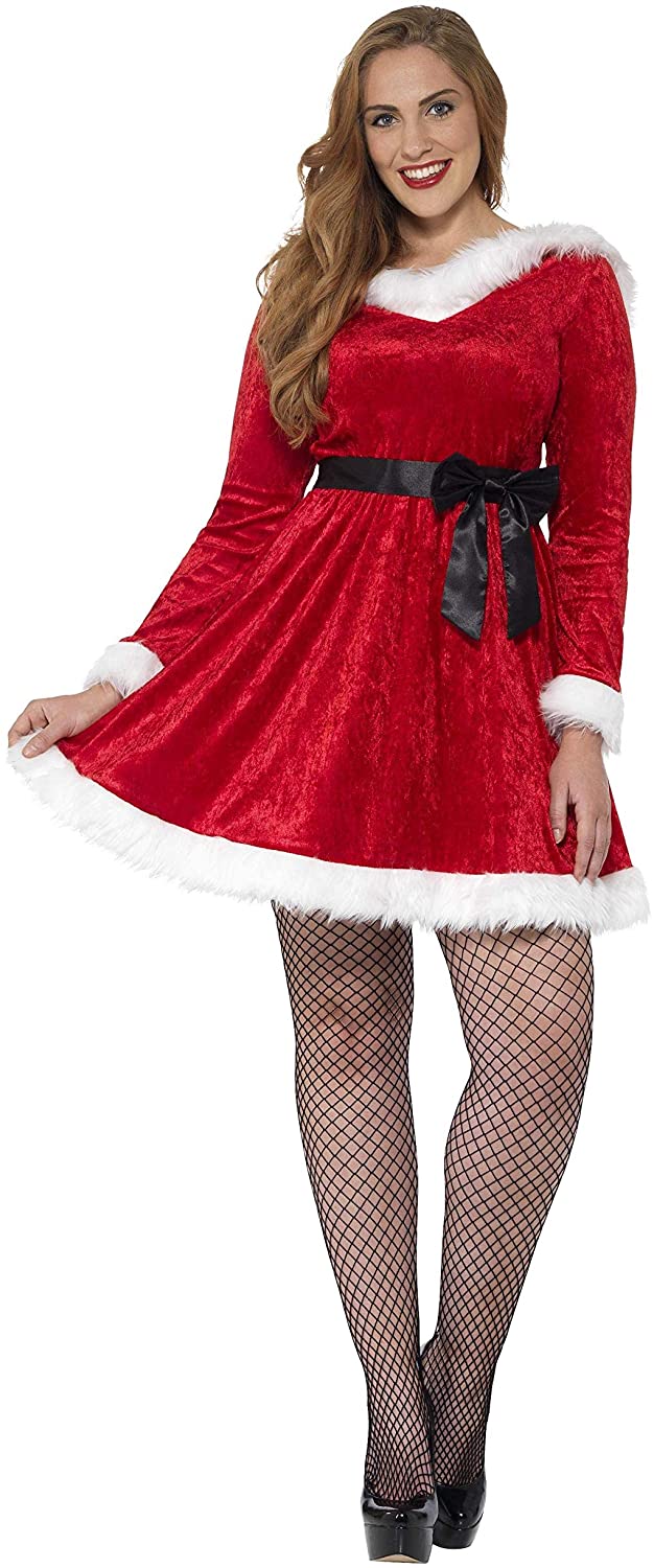 Smiffys Curves Miss Santa Kostüm, Rot, XXL – UK-Größe 24–26