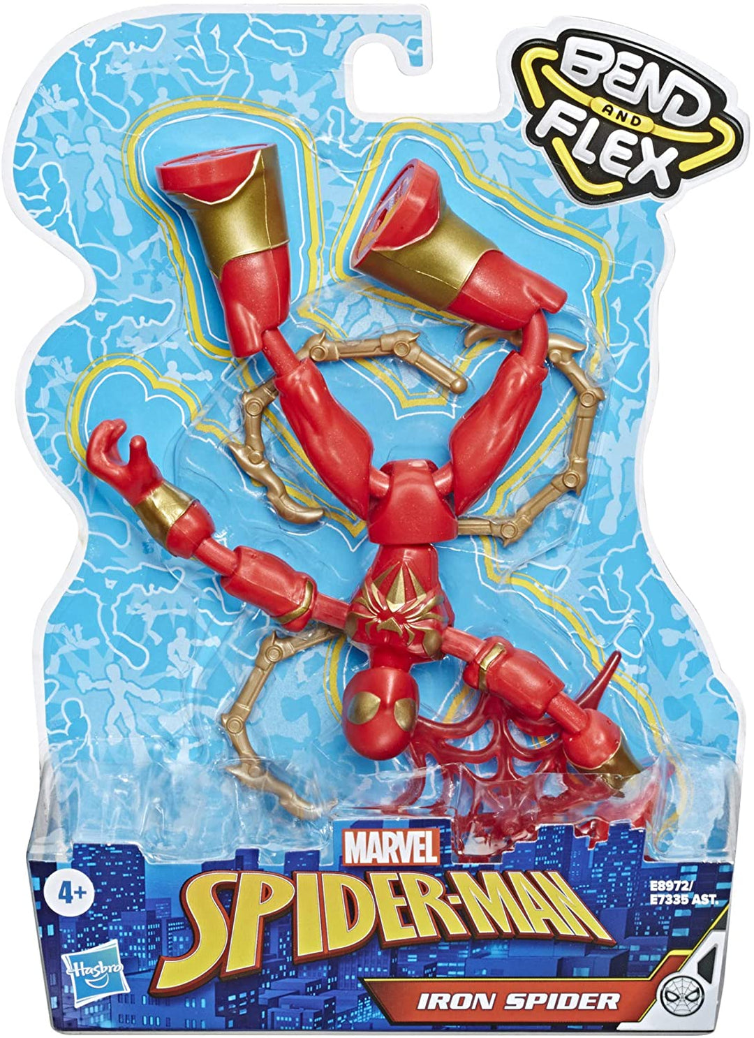 Marvel Spider-Man Bend and Flex Iron Spider Figura de acción de juguete, figura flexible de 6 pulgadas