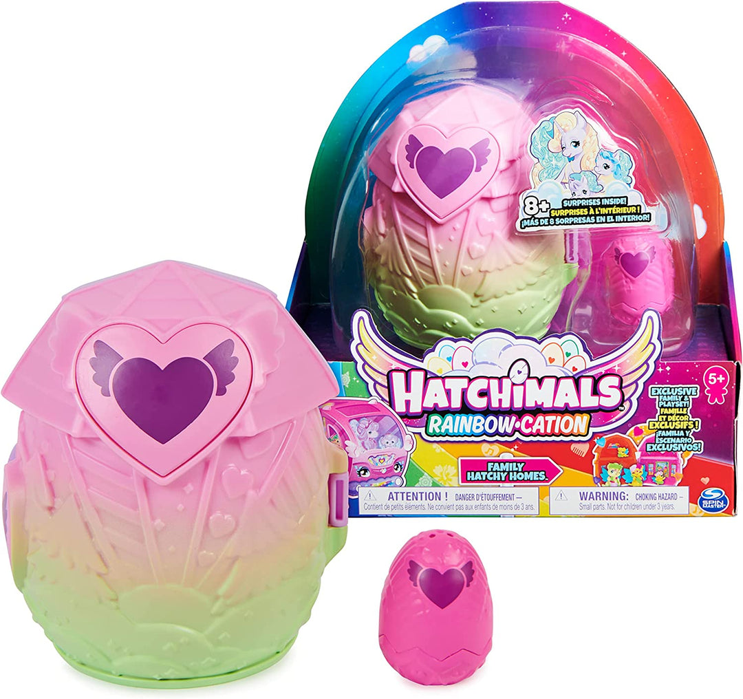 Hatchimals CollEGGtibles, Rainbow-cation Family Hatchy Home Playset with 3 Characters