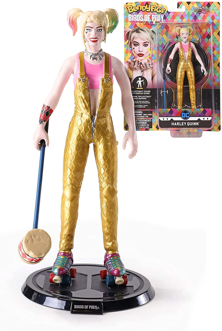 The Noble Collection DC Comics Bendyfigs Harley Quinn – 7,5 Zoll (19 cm) Noble Toys Biegbare, bewegliche Puppenfigur zum Sammeln mit Ständer