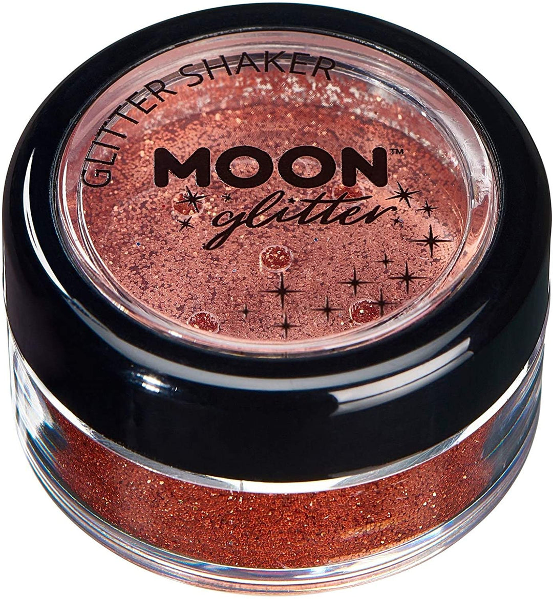 Klassische feine Glitzerstreuer von Moon Glitter Copper Bronze – Kosmetischer Festival-Make-up-Glitzer für Gesicht, Körper, Nägel, Haare, Lippen – 5 g