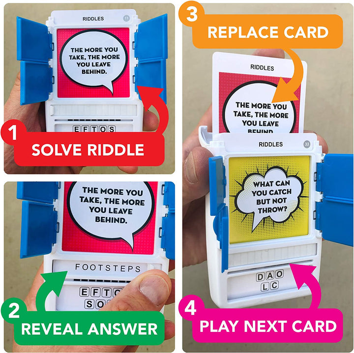 100 PICS Riddles Travel Card Game - Family Brain Teasers, Pocket Puzzles For Kid And Adults