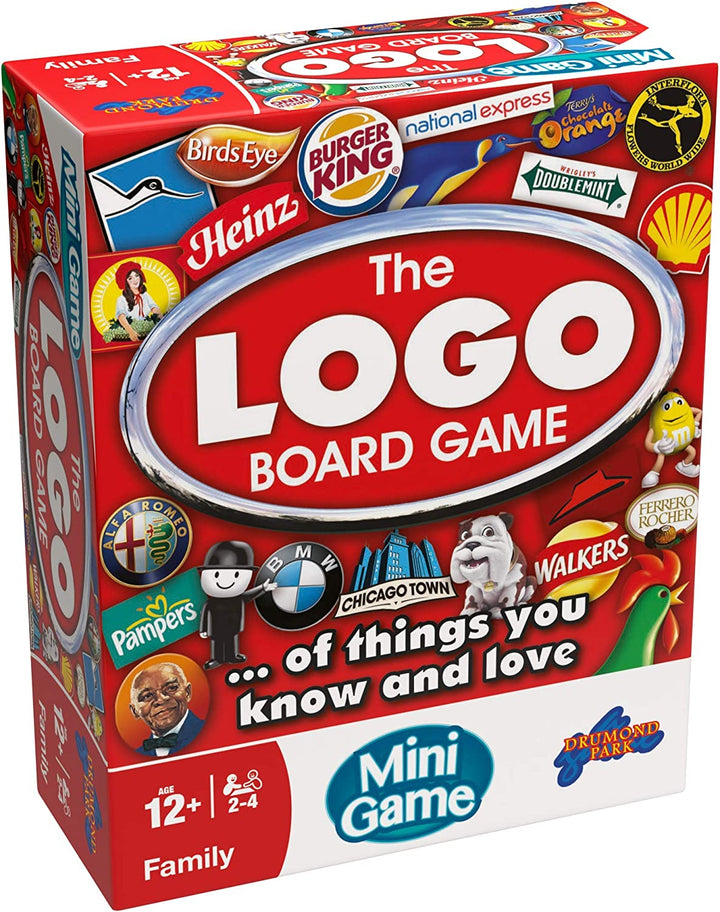 Drumond Park Das LOGO Mini-Brettspiel, das Familienreise-Brettspiel mit Marken und Produkten, die Sie kennen und lieben, Familienspiele für Erwachsene und Kinder, geeignet ab 12 Jahren