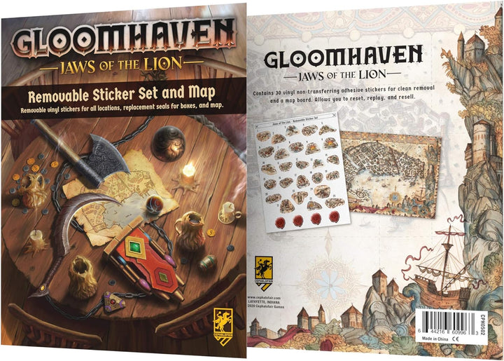 Gloomhaven: Der Kiefer des Löwen, abnehmbares Aufkleberset und Karte