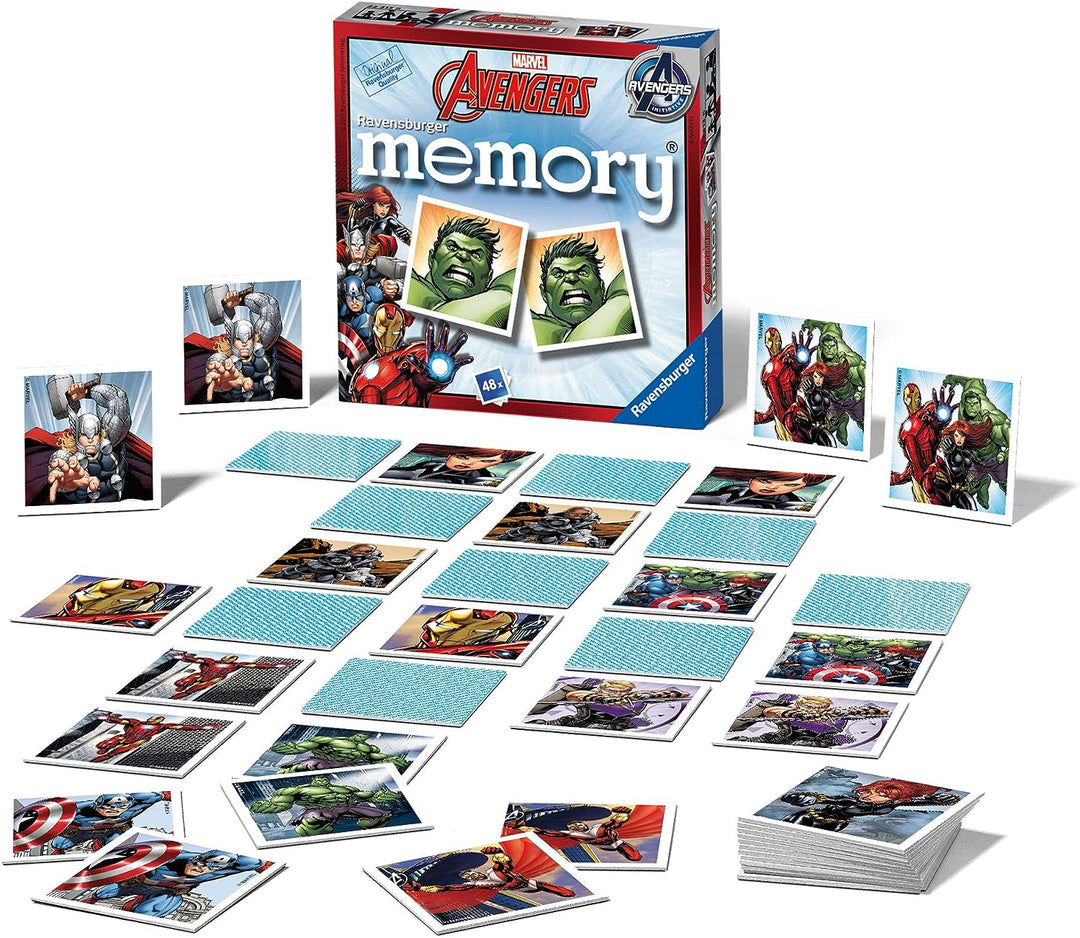 Ravensburger Marvel Avengers Mini-Memory-Spiel – Matching-Picture-Pair-Spiel für Kinder ab 3 Jahren – Hulk, Thor, Iron Man und mehr