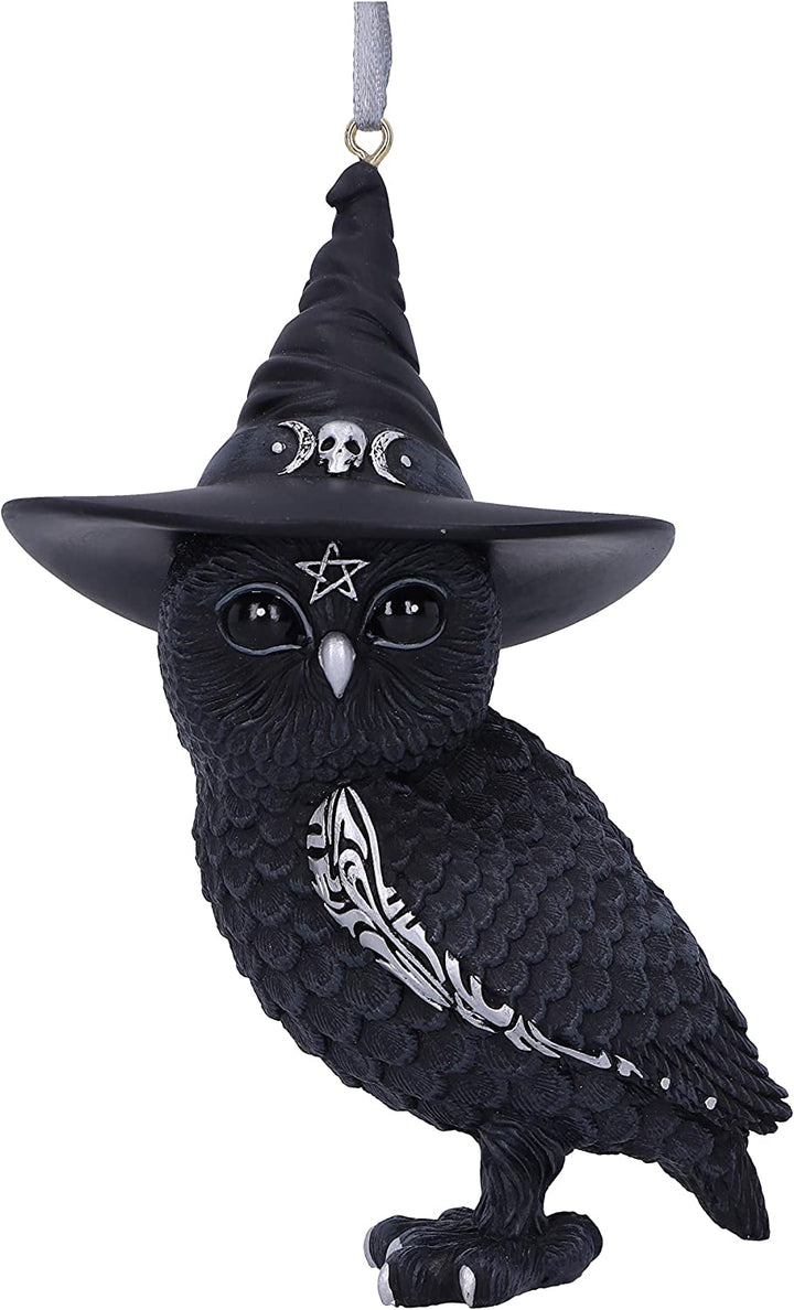 Nemesis Now Owlocen Schwarze Hexe-Eule zum Aufhängen, dekoratives Ornament, 12 cm