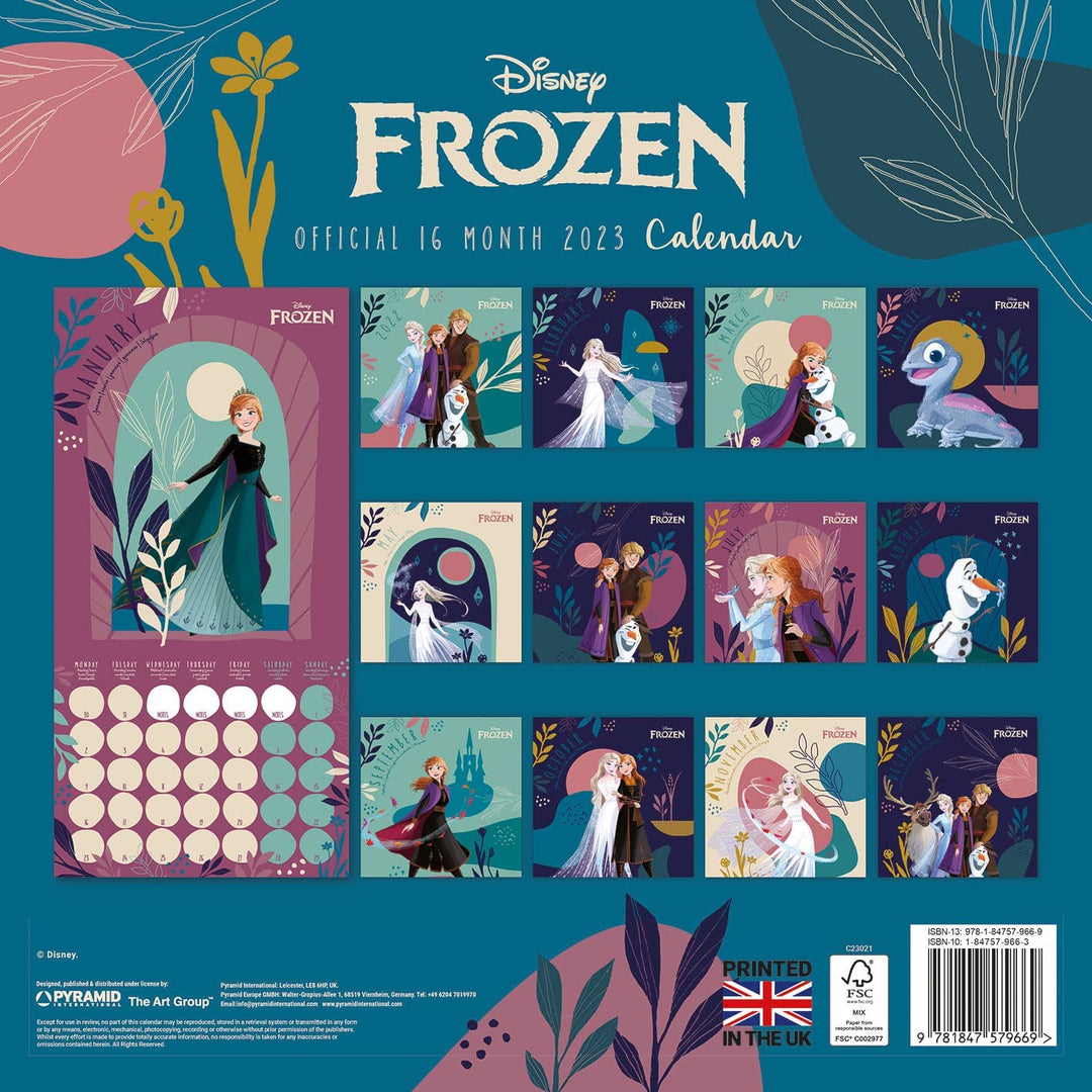 Disney Frozen Kalender 2023 – Monatsplaner 30 cm x 30 cm – offizielles Merchandise