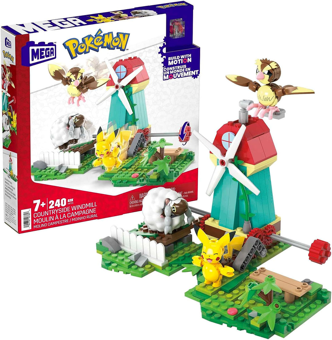 ?MEGA Pokémon Bauspielzeug für Kinder, ländliche Windmühle mit baubarem Pikachu, P