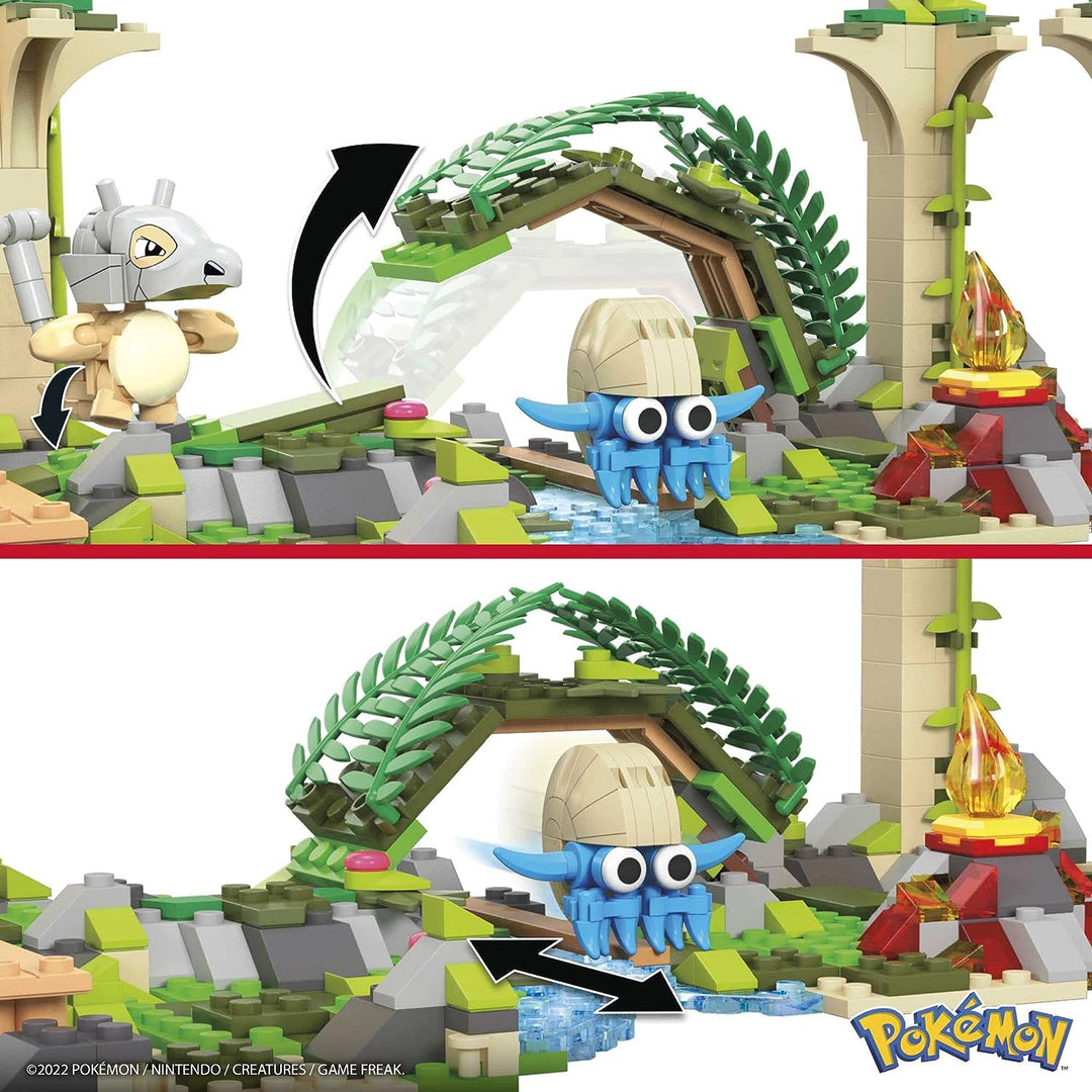 MEGA Pokemon Jungle Ruins building set, Cubone, Charmander and Omanyte figures