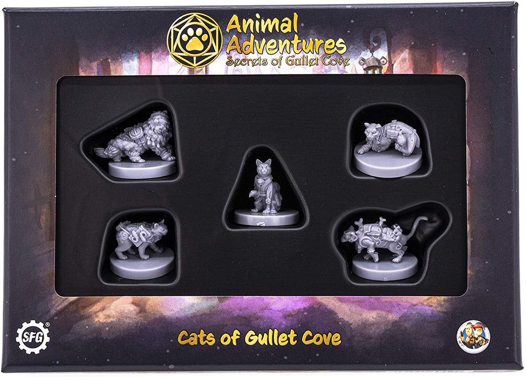 Animal Adventures: Secrets of Gullet Cove – Cats of Gullet Cove, RPG-Miniaturen für Rollenspiele, bereit zum Malen oder Spielen, kompatibel mit der 5e Dungeon Crawl-Kampagne