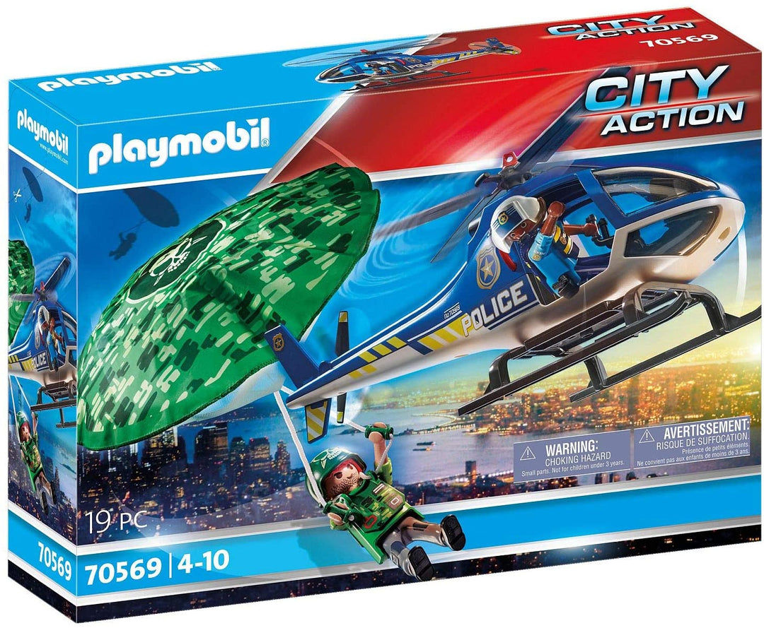 Playmobil 70569 City Action Police Búsqueda en paracaídas, para niños de 4 a 10 años