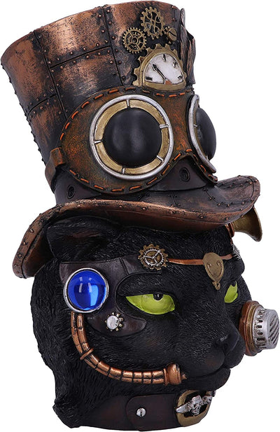 Felius Mogg 28.8cm Steampunk Black Cat Head Figurine