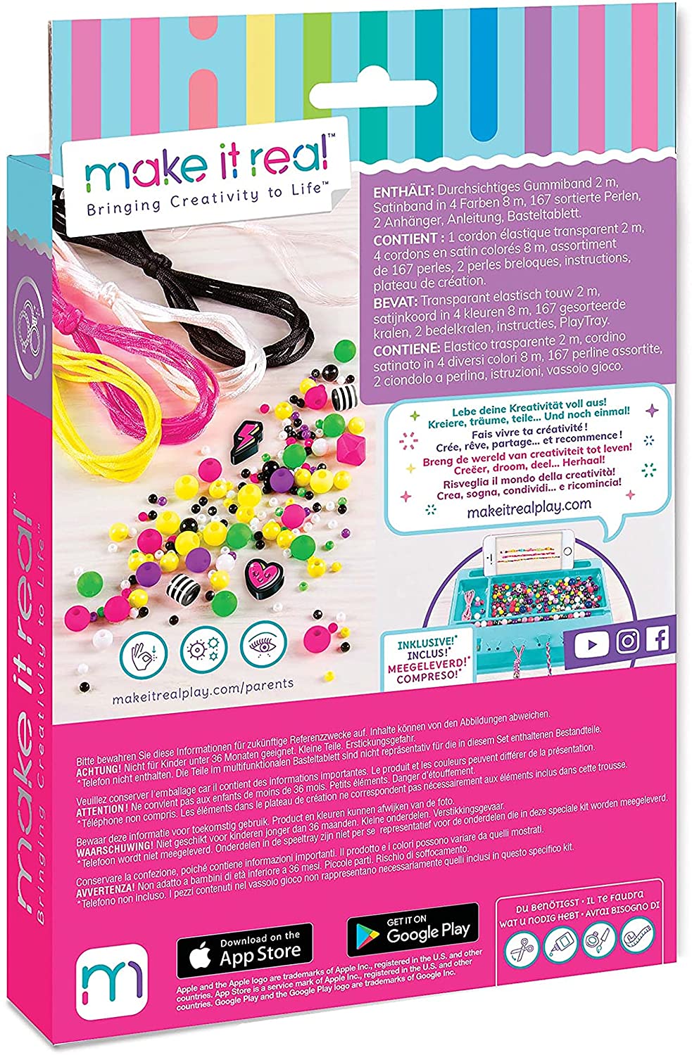 Make It Real 1209 Juegos de fabricación de joyas para niños, multicolor