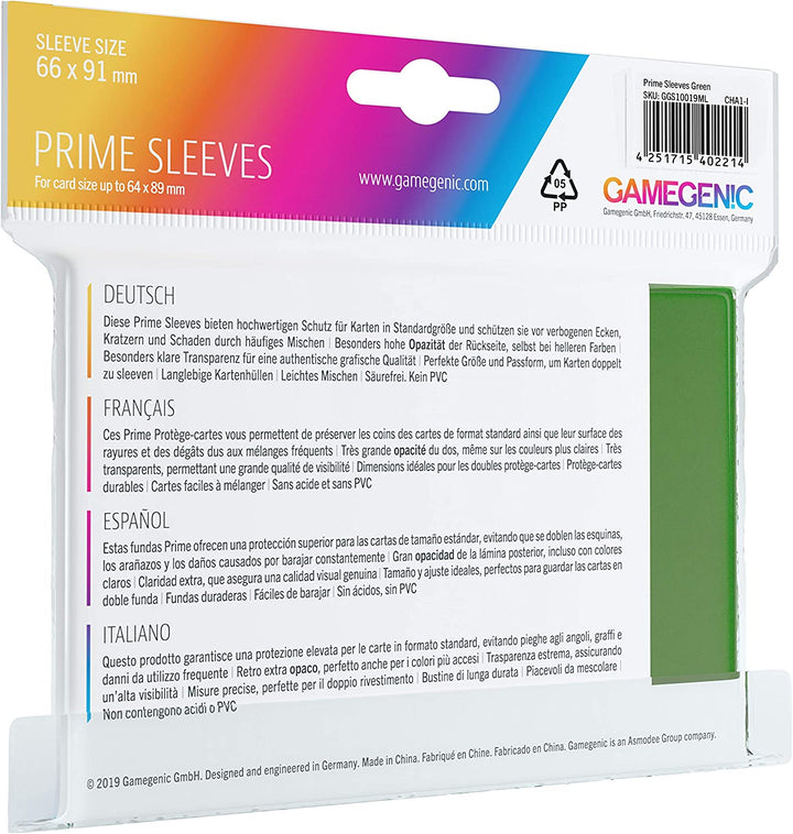 Gamegenic GGS11019ML Prime-Hüllen (100er-Pack), Grün