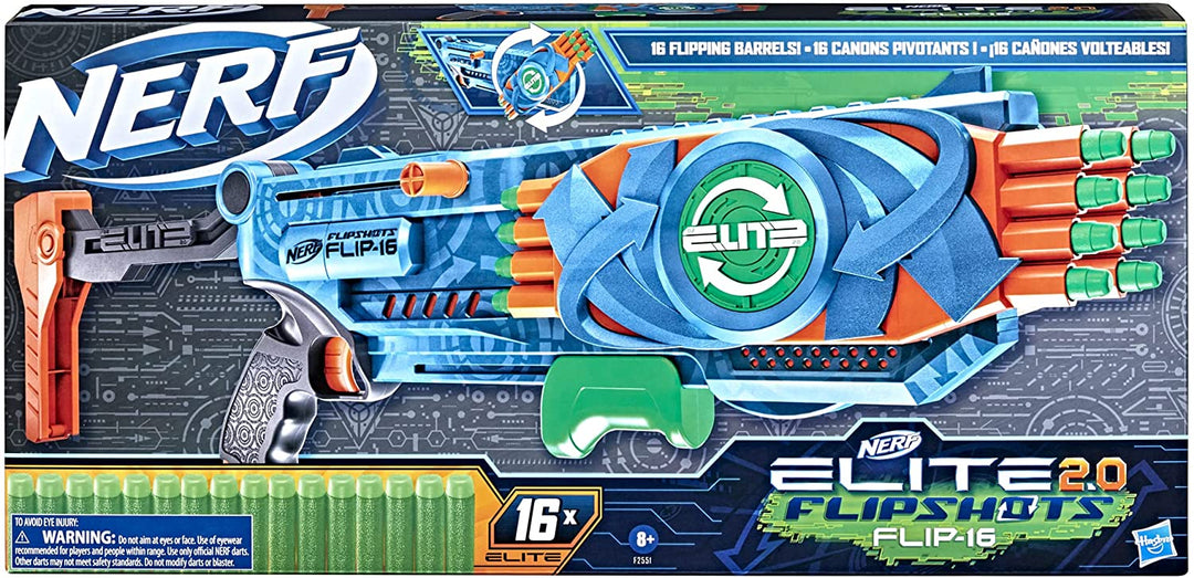 Nerf Elite 2.0 Flipshots Flip-16 Blaster mit 16 Dartfässern, die sich verdoppeln lassen