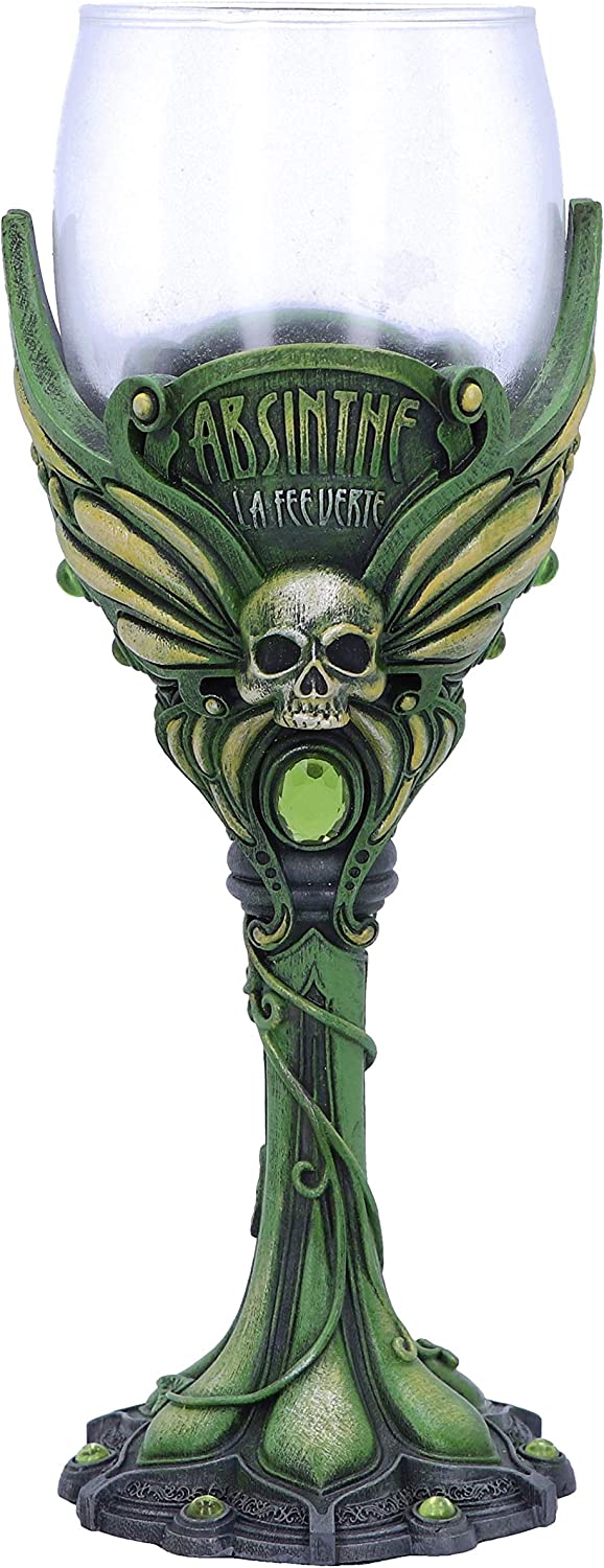 Nemesis Now Absinthe La Fee Verte Weinglas mit grünem Kelch, Polyresin, 1 Stück (S