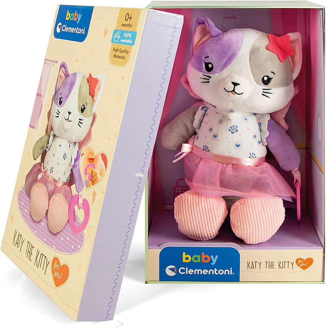 Clementoni 17420 Gatito Katy The Kitty Plush Toy for Babies, Ages 0 Months Plus,