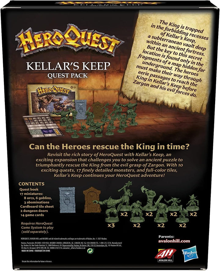 Avalon Hill HeroQuest Kellar's Keep-Erweiterung, ab 14 Jahren, 2–5 Spieler, erforderlich