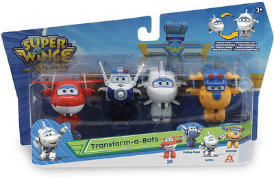 Super Wings EU720040H Transform-a-Bots 4 Pack Jett, Paul, Astra and Donnie