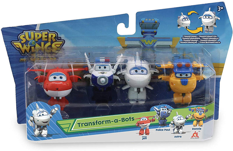 Super Wings EU720040H Transform-a-Bots 4 Pack Jett, Paul, Astra and Donnie