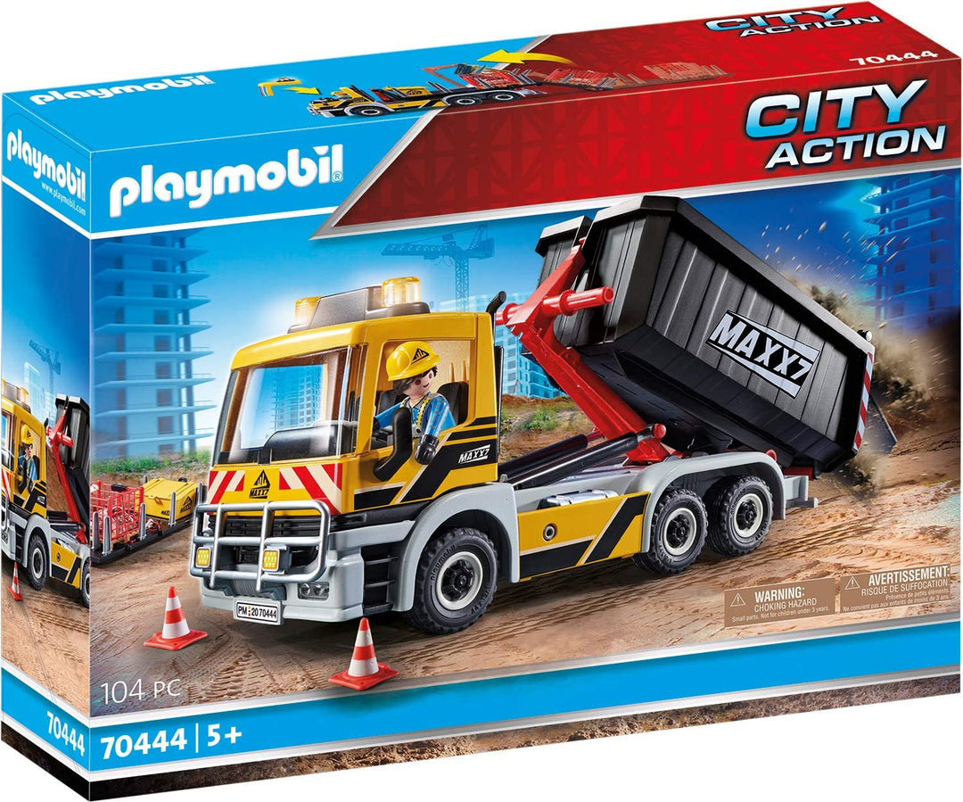 Playmobil 70444 City Action bouwtruck met kantelbare aanhanger, voor kinderen vanaf 5 jaar
