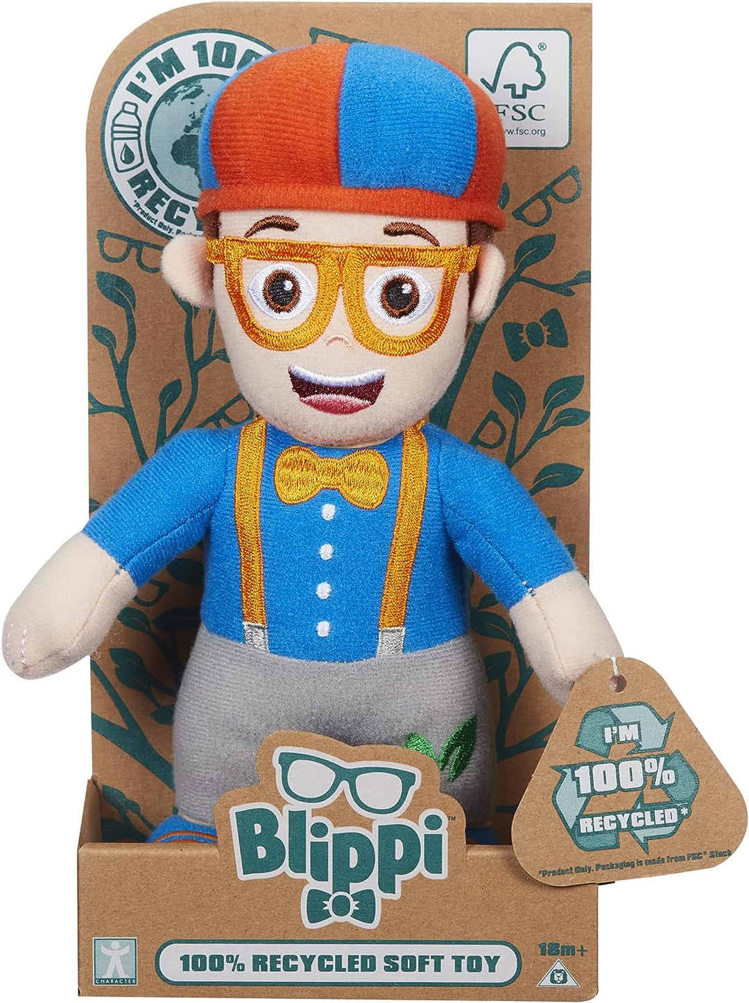 Blippi Öko-Stofftier, 100 % recycelte Materialien, Blippi-Geschenk, nachhaltiges Spielzeug, Supe