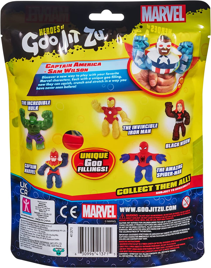 Goo Jit Zu Marvel Heldenpaket. Captain America – Sam Wilson – Squishy 4,5-Zoll-Tal