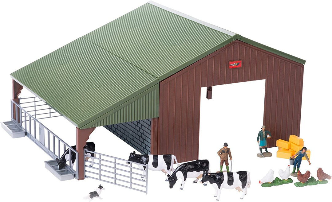 Britains 1:32 Tierfarm-Bauspielset, sammelbare Nutztiere für Kleinkinder | Bauernhof-Set mit Tierspielzeug, einschließlich Riesenscheune, Kühen, Hühnern, Bauernfamilie und Schäferhund | Kinder ab 3 Jahren, Mehrfarbig, 43139