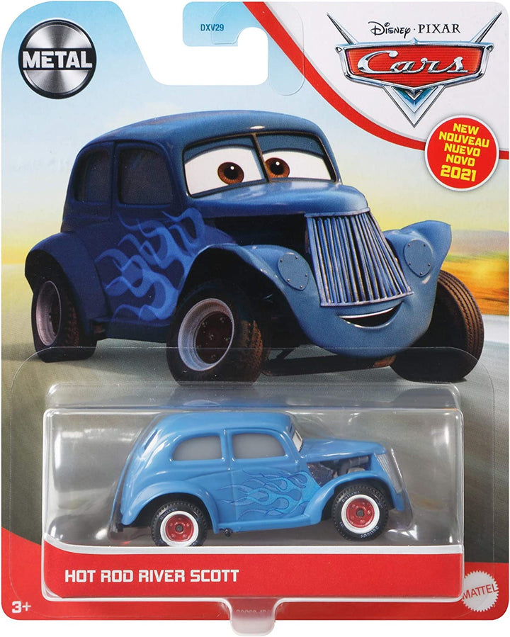 Disney Cars und Pixar Cars Hot Rod River Scott, Miniatur-Rennauto zum Sammeln, Spielzeug basierend auf Cars-Filmen, für Kinder ab 3 Jahren, mehrfarbig