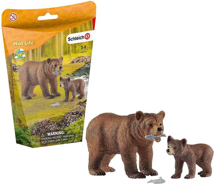 Schleich 42473 Wild Life Grizzly Bear Mother With Cub