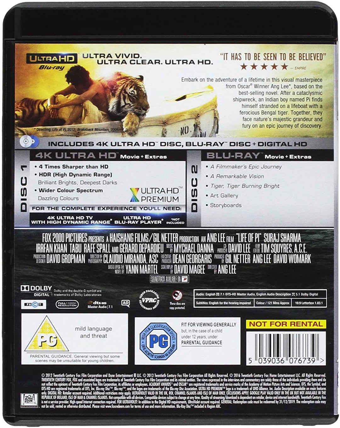 Life Of Pi (2013) UHD - Adventure/Drama [Blu-ray]