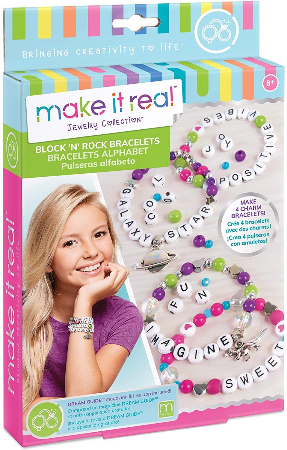 Make It Real Block n Rock Bracelets Diy Alphabet Beads & Charms Bracelet Making Kit for Girls - Yachew