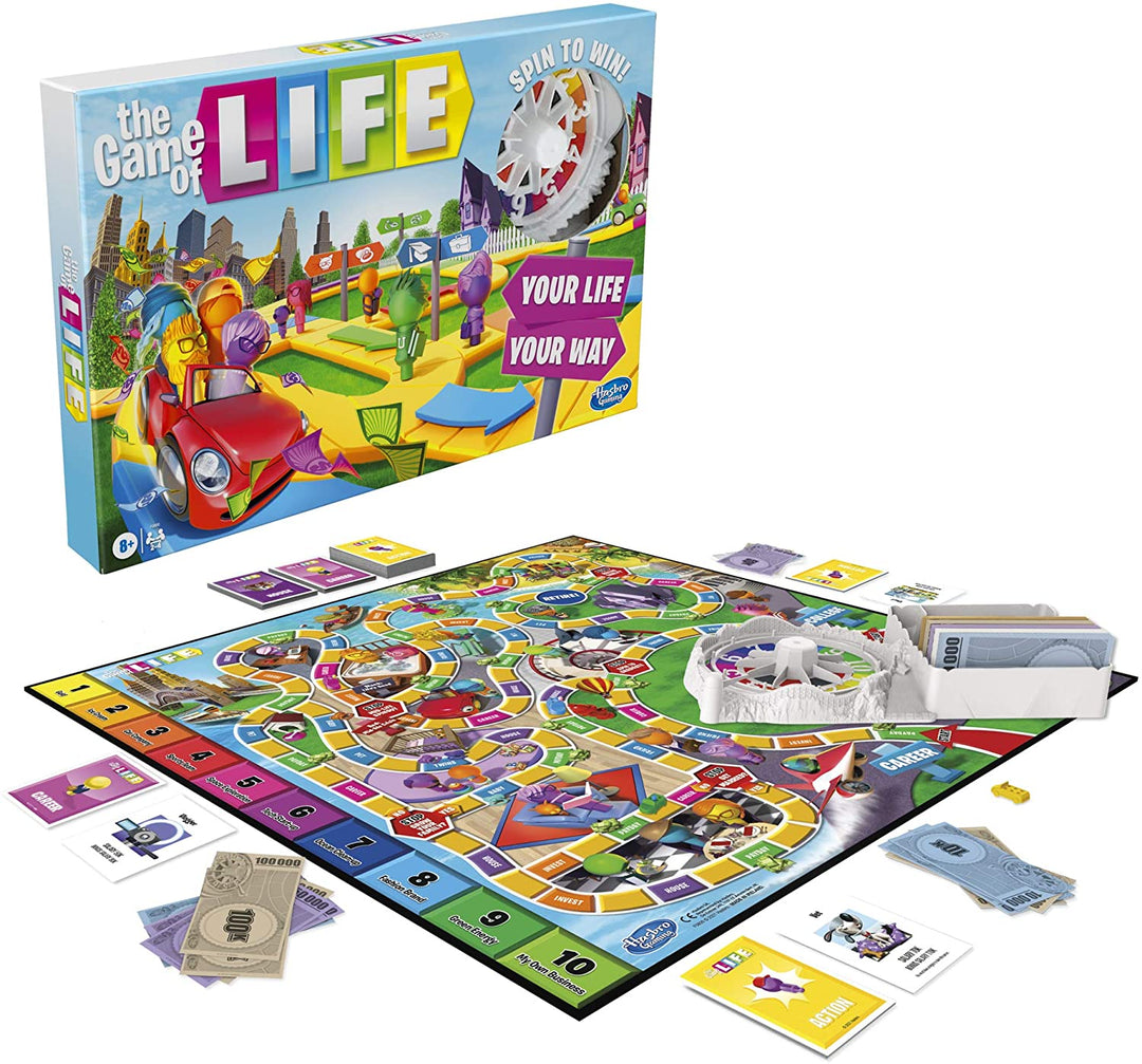 The Game of Life Game, juego de mesa familiar para 2 a 4 jugadores, para niños de 8 años