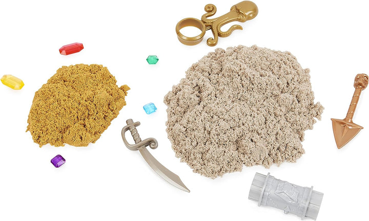 Kinetic Sand, Schatzsuche-Spielset mit 9 Überraschungsenthüllungen, 567 g, braun und selten