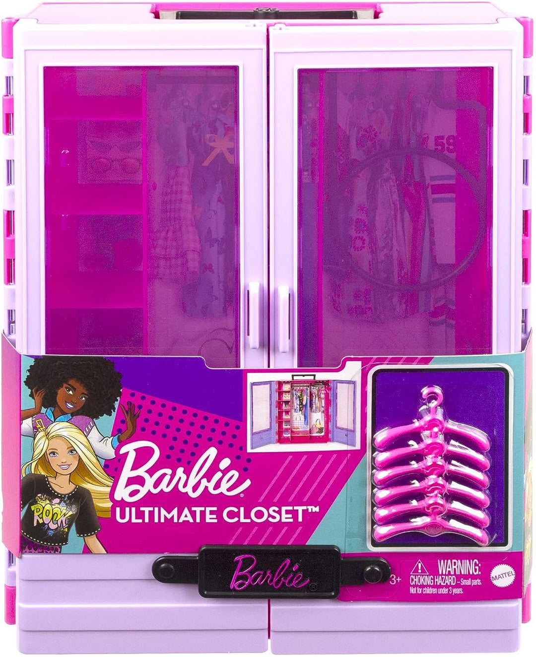 ?Barbie Fashionistas ultimatives Schrankzubehör, durchscheinende Türen, Stauraum