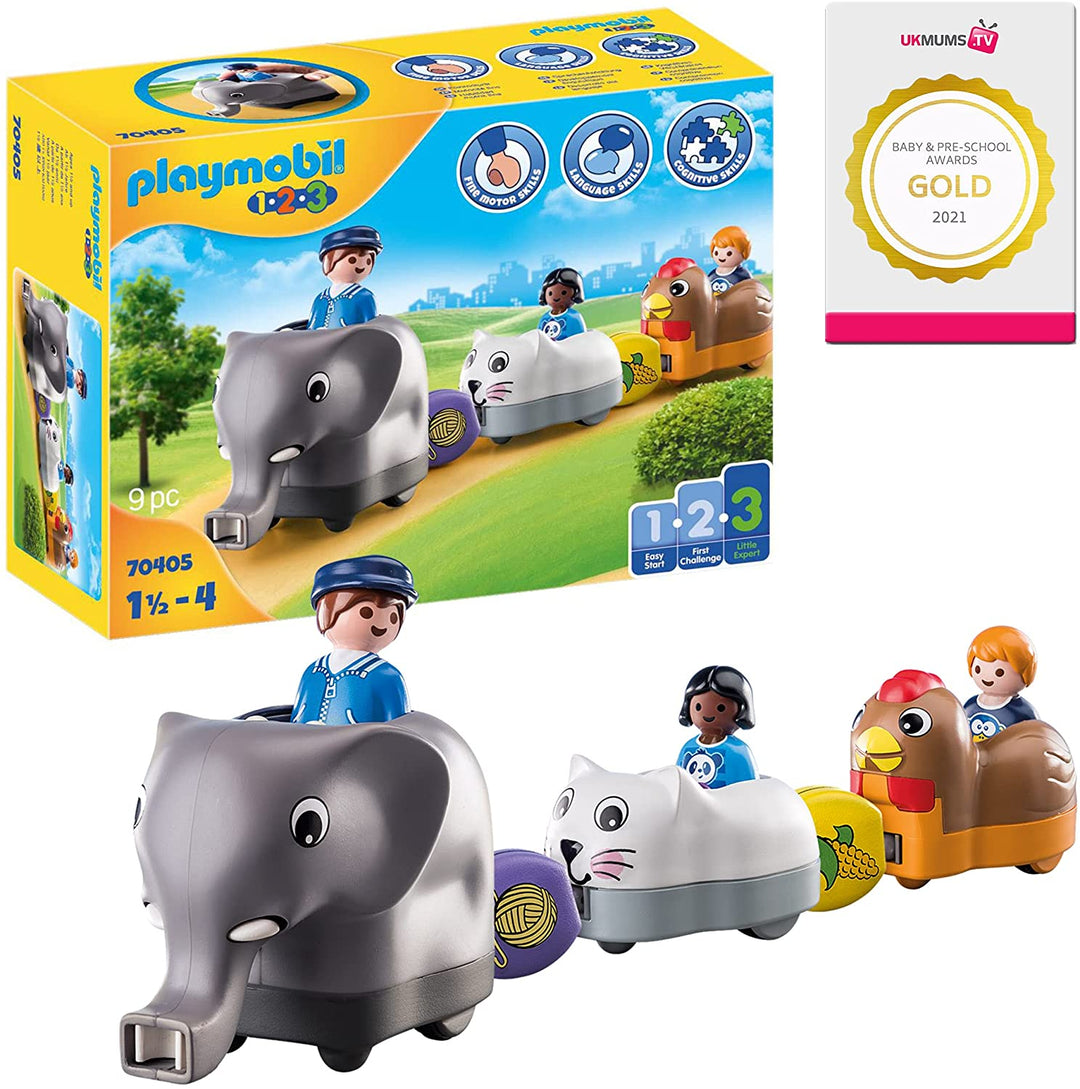 Playmobil 1.2.3 70405 Train d&#39;animaux pour enfants de 1,5 à 4 ans
