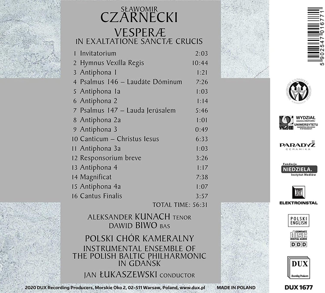 Polski Chor Kameralny and Jan Lukaszewski  - Czarnecki: Vesperae In Exaltatione Sanctae Crucis [Audio CD]