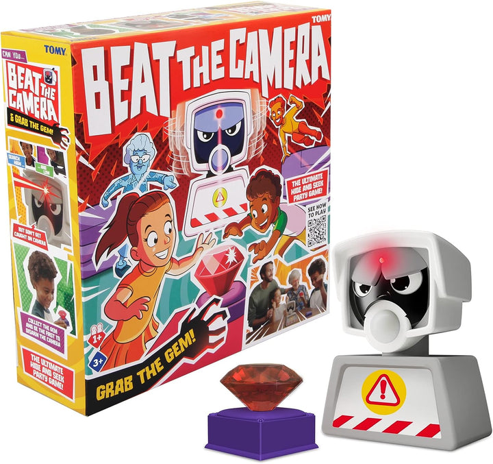 TOMY T73271 Beat the Camera, interaktives Spiel für 1+ Spieler, Brettspiel für Familien