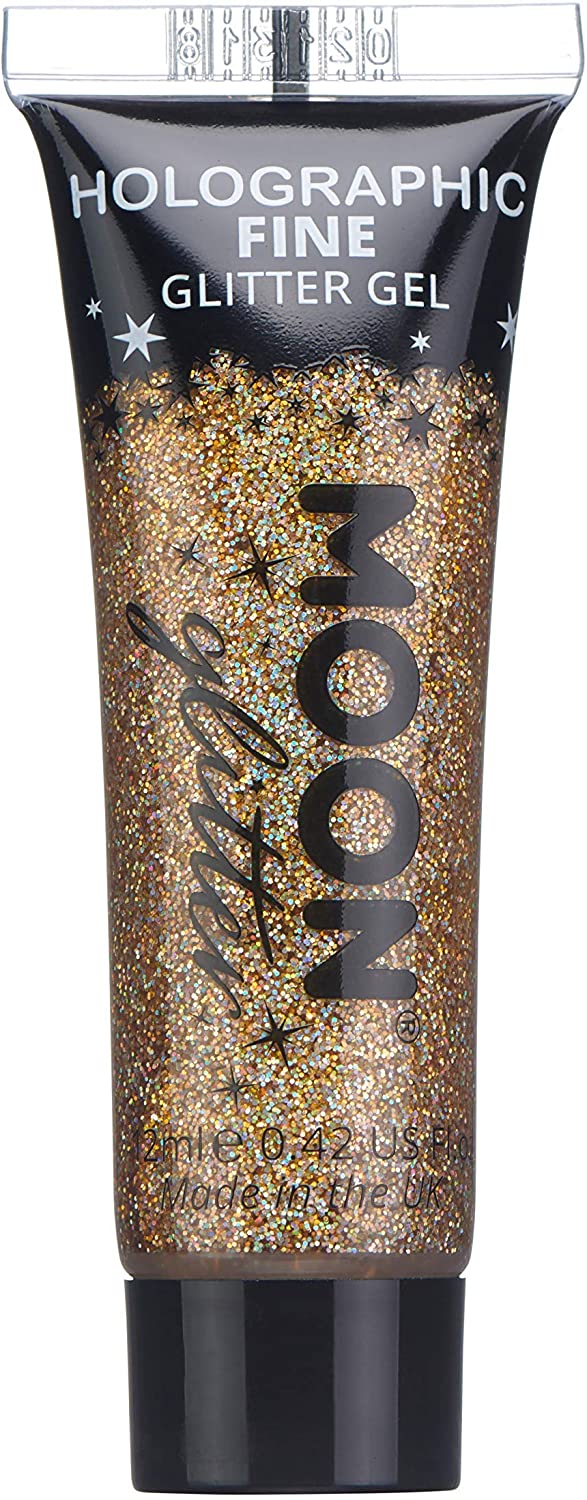 Holographic Fine Face & Body Glitter Gel by Moon Glitter - Rose Gold - Cosmetic Festival Glitter Face Paint for Face, Body, Hair, Nails - 12ml