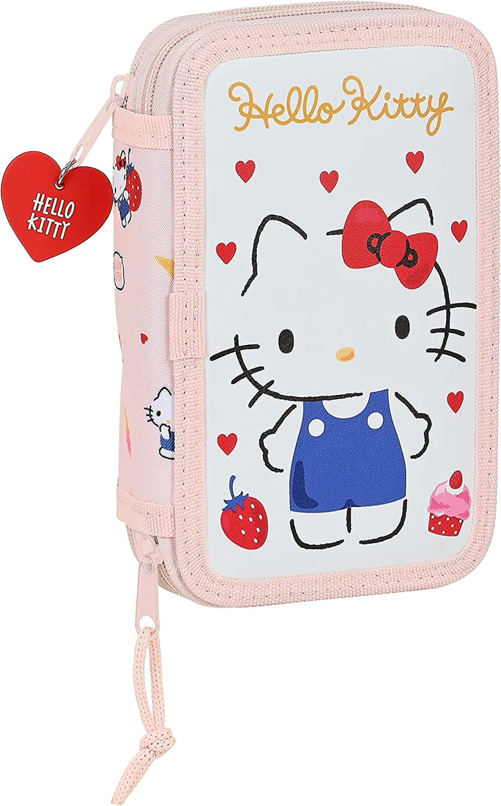 Safta - (412116854) Double Filled Pencil Case 28 Pcs. Hello Kitty "Happiness Girl"